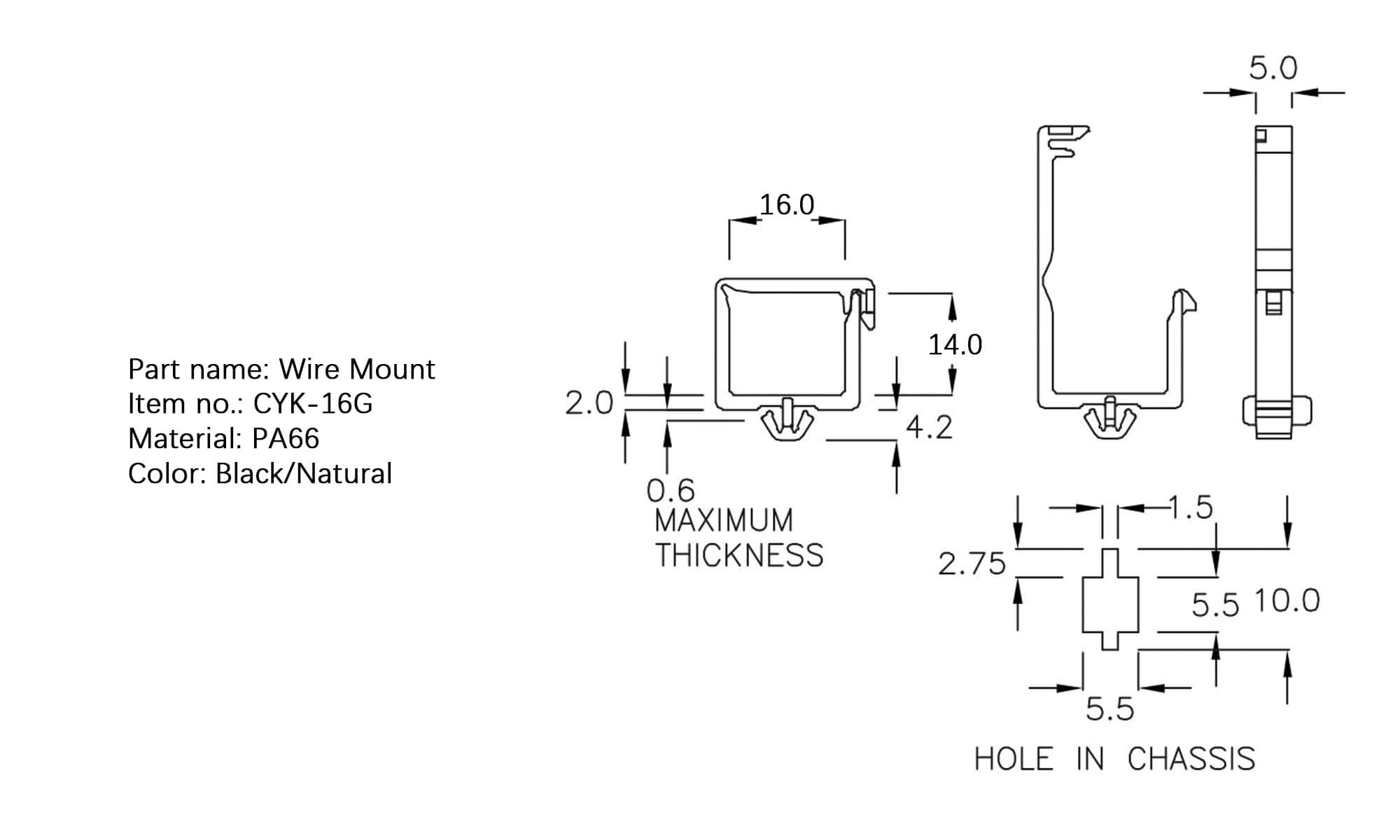 Plastic Wire Mount CYK-16G